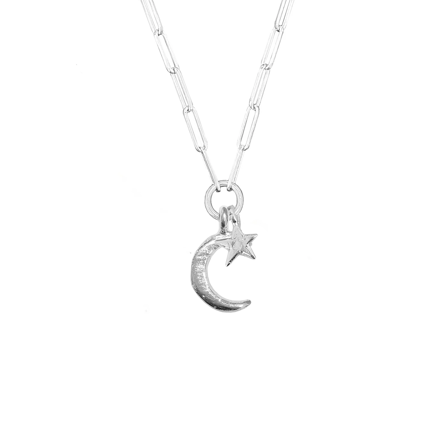 Crescent Moon & Star Trace Chain Necklace